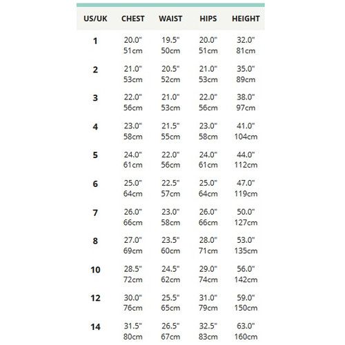 Hatley Size Chart