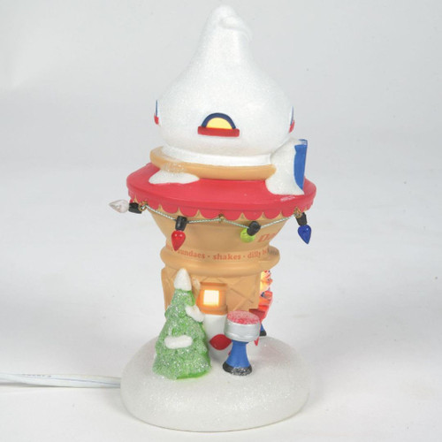 Department 56 Santa's Dairy Queen Cone House Snow Village Building - View with cord Department 56 Santa's Dairy Queen Cone House Snow Village Building - View with cord