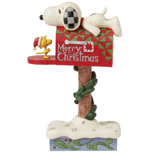 Peanuts Snoopy with Woodstock in Mailbox Merry Christmas Figure by Jim Shore Peanuts Snoopy with Woodstock in Mailbox Merry Christmas Figure by Jim Shore