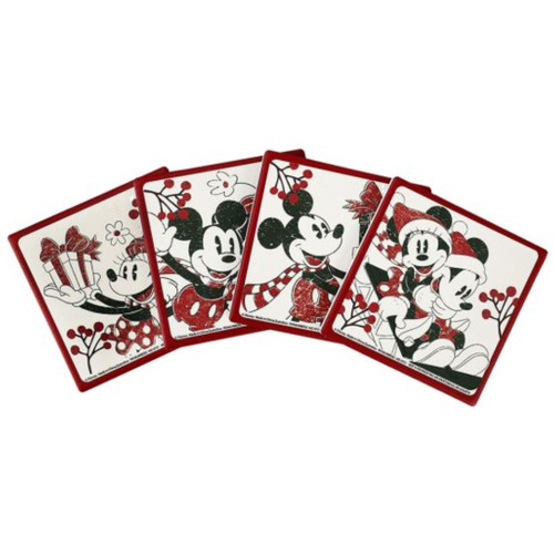 - Mickey and Minnie Mouse Couple Holiday Ceramic Coasters Set of 4 - Mickey and Minnie Mouse Couple Holiday Ceramic Coasters Set of 4