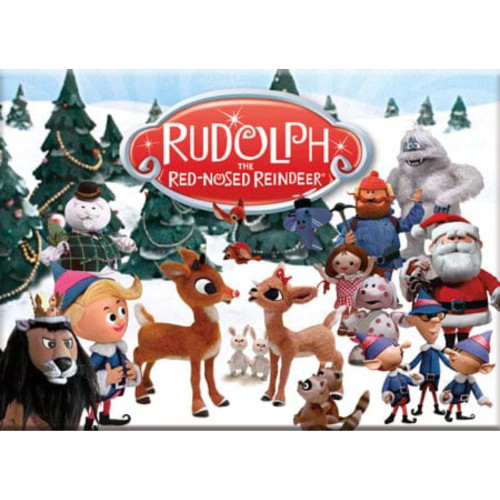 Rudolph Cast Flat Fridge Magnet