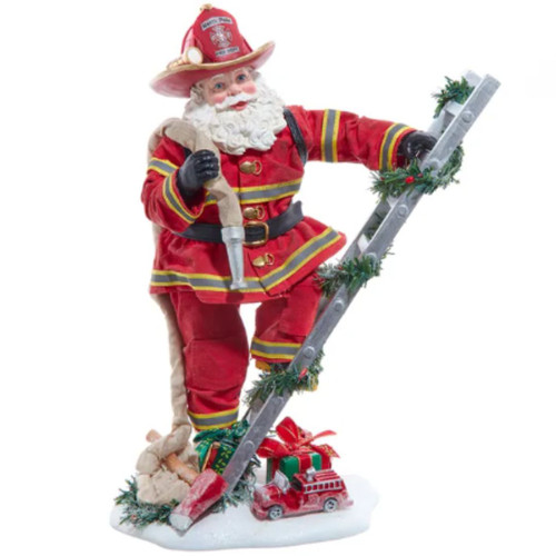 Fireman Santa with Ladder Fabriché Figure  Fireman Santa with Ladder Fabriché Figure