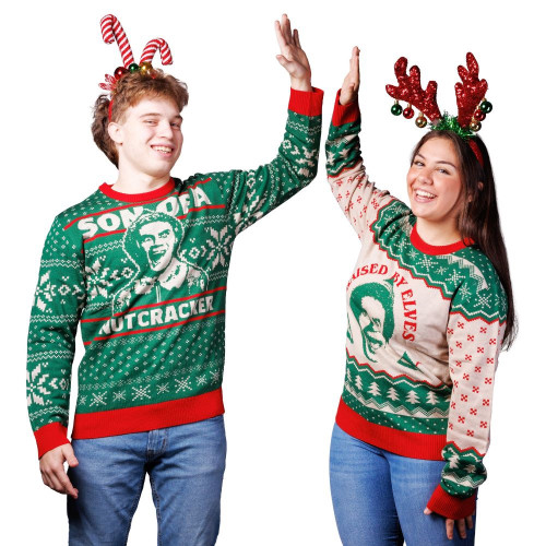 His and Hers Elf Sweaters