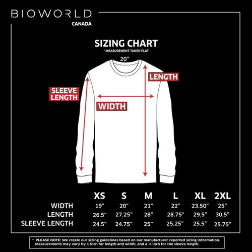 Ugly Sweater Size Chart