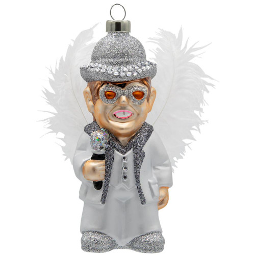 Elton John Glittered Glass Christmas Ornament