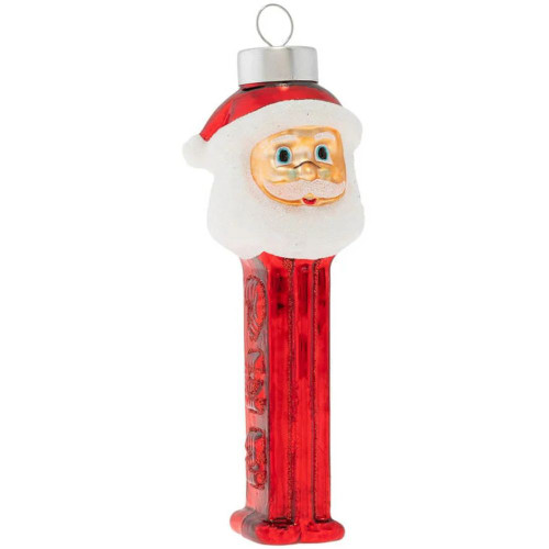 Santa PEZ Dispenser Glass Christmas Ornament