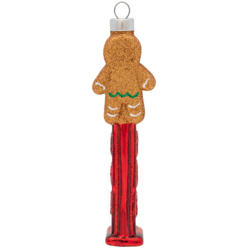 Gingerbread PEZ Dispenser Glass Christmas Ornament