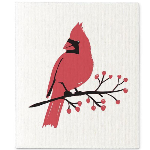  Cardinal on Branch - Swedish Dishcloths Set of 2