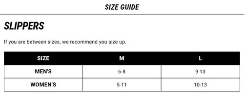 Slipper Size Chart