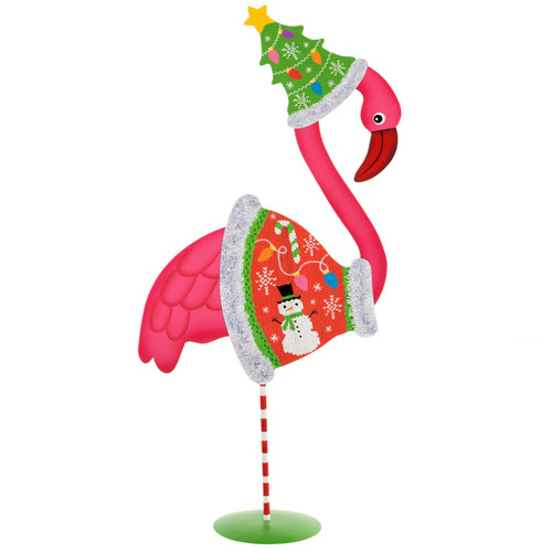 Pink Flamingo in Ugly Sweater Outfit