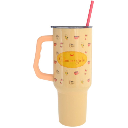 Gilmore Girls Watercolor Luke's Pattern 40oz Stainless Steel Tumbler Back