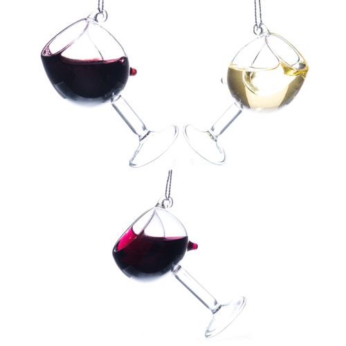 Wine Glass Ornament with Liquid - all