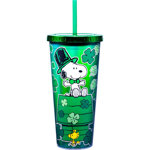 Snoopy St. Patrick Acrylic Cup With Straw and Lid