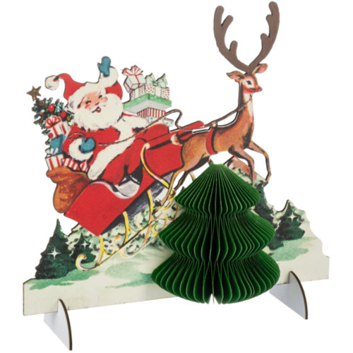 Honeycomb Santa in Sleigh Decoration