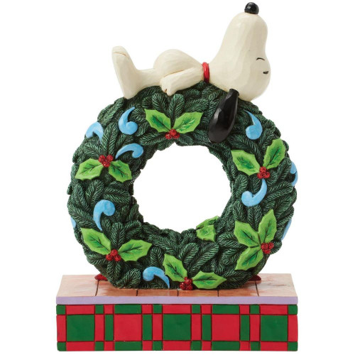 Snoopy Sleeping on LED Wreath Figure by Jim Shore