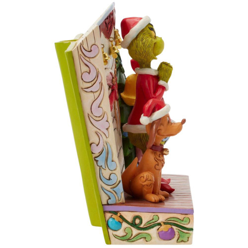 Grinch with Max and Cindy In Book Figure by Jim Shore