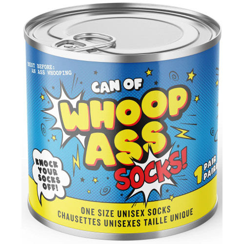 Can Of Whoop Ass Socks In a Can