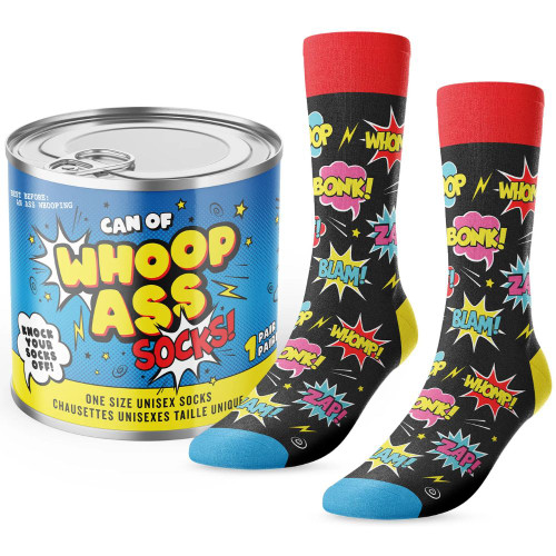 Can Of Whoop Ass Socks In a Can