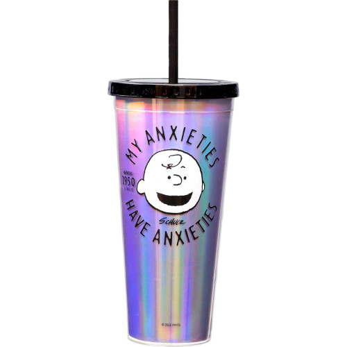 Peanuts Anxieties Foil Cup and Straw Peanuts Anxieties Foil Cup and Straw