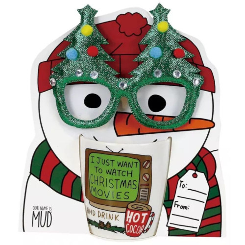 Just Want to Watch Christmas Movies Mug and Novelty Glasses Set