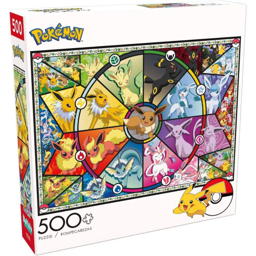 500pc Pokemon Puzzle: Eevee's Stained Glass Collage