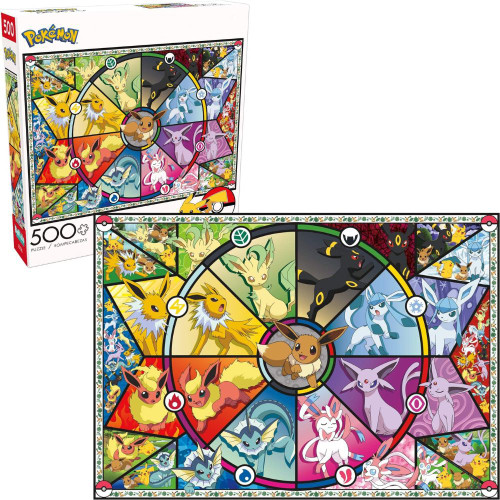 500pc Pokemon Puzzle: Eevee's Stained Glass Collage