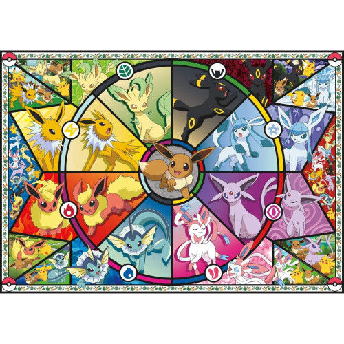 500pc Pokemon Puzzle: Eevee's Stained Glass Collage