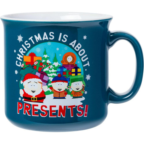 South Park Christmas is About Presents Camper Mug  South Park Christmas is About Presents Camper Mug