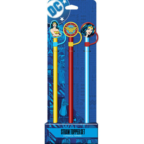 Wonder Woman Silicone Straw Topper Set