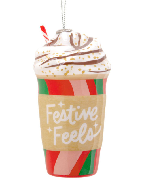Festive Feels Coffee Cup Shatterproof Ornament