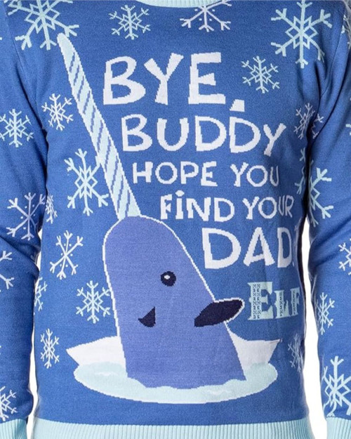 Bye Buddy Mr Narwhal Ugly Christmas Sweater