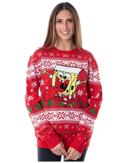 SpongeBob Square Pants Snowflake Catching Ugly Christmas Sweater