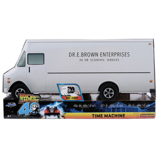 Back to the Future 40th Anniversary Diecast 1:24 DeLorean Time Machine With Dr. E Brown Truck