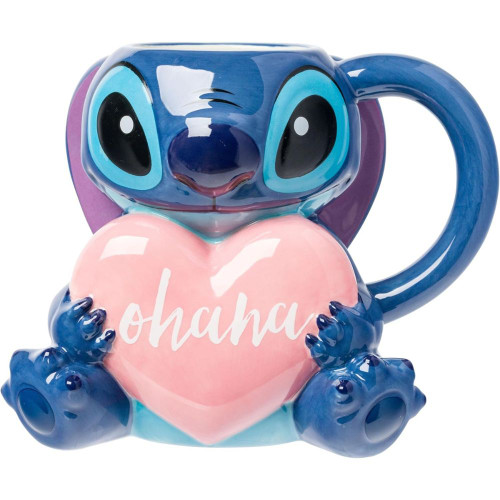 Stitch With Ohana Heart Shaped Ceramic Mug