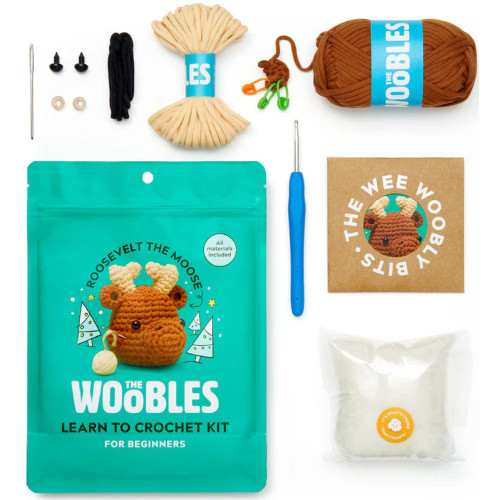 Woobles: Roosevelt The Moose Crochet Kit - Contents