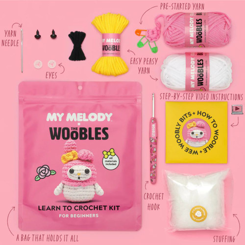 Woobles: Hello Kitty - My Melody Crochet Kit - Contents