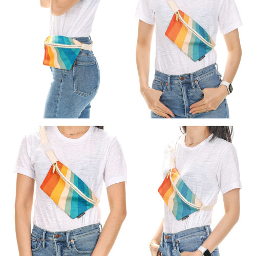 Retro Rainbow Fanny Pack on Model