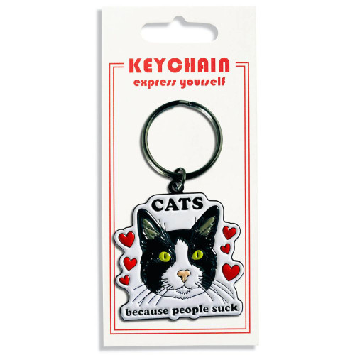 Cats Because People Suck Keychain - On Card
