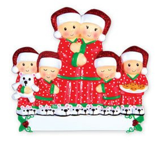 Pajama Family Personalized Ornament - Family of 6 Pajama Family Personalized Ornament - Family of 6