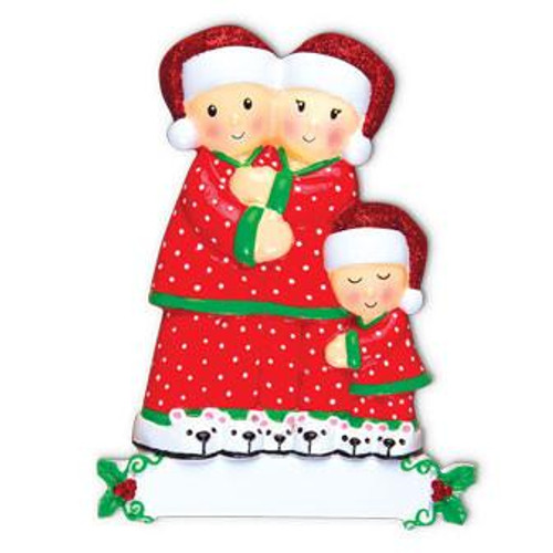 Pajama Family Personalized Ornament - Family of 3 Pajama Family Personalized Ornament - Family of 3