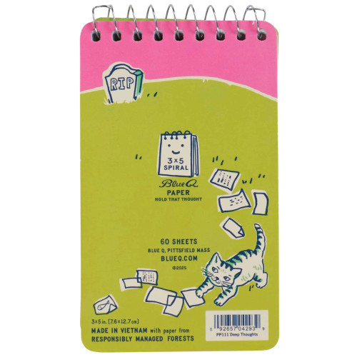 Deep Thoughts for My Cat -  3” X 5” Spiral Notebook