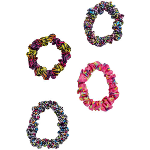Fantastic World of Lisa Frank Satin Scrunchies in Rainbow Leopard