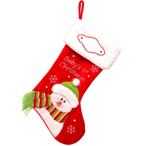 Baby's First Christmas Red Stocking Personalized Ornament - RetroFestive.ca