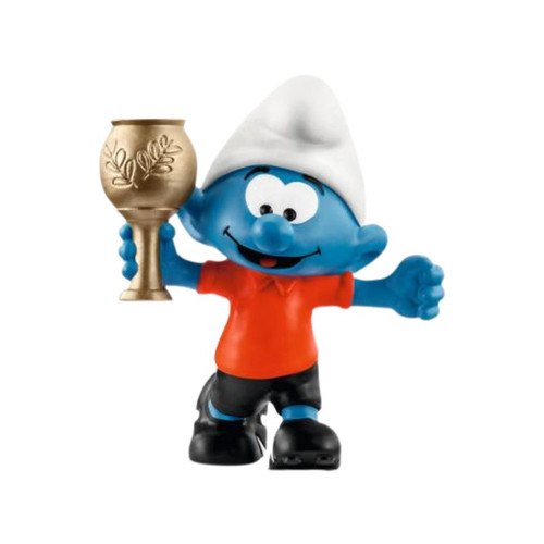 Smurf with Soccer Football Trophy