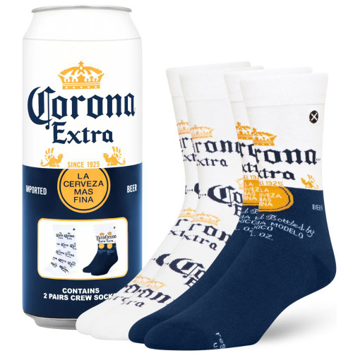 Corona Socks 2 Pack In Can Gift Box by Odd Sox