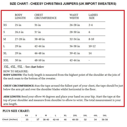 Ugly Christmas Jumpers Size Chart Ugly Christmas Jumpers Size Chart