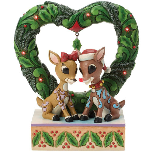 Rudolph and Clarice Heart Wreath Figure by Jim Shore