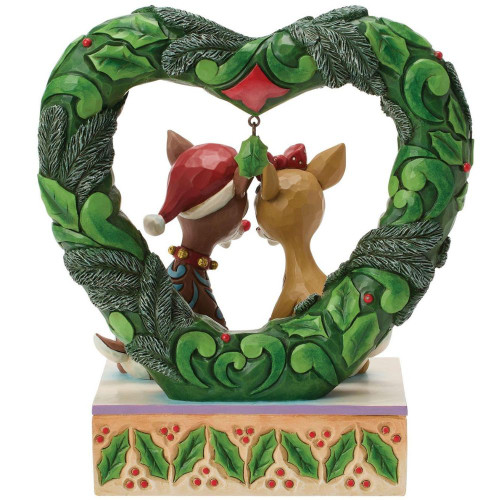 Rudolph and Clarice Heart Wreath Figure by Jim Shore