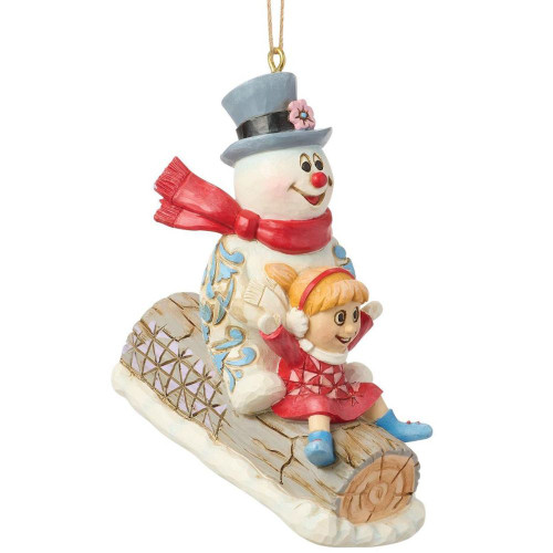 Frosty the Snowman and Karen in Log Sled Ornament by Jim Shore