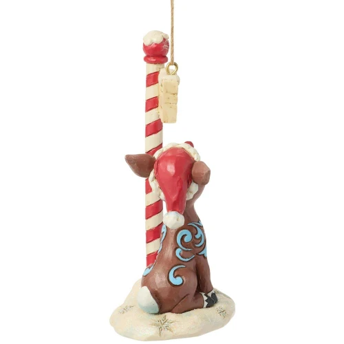 Rudolph by North Pole Sign Ornament - Opposite View
